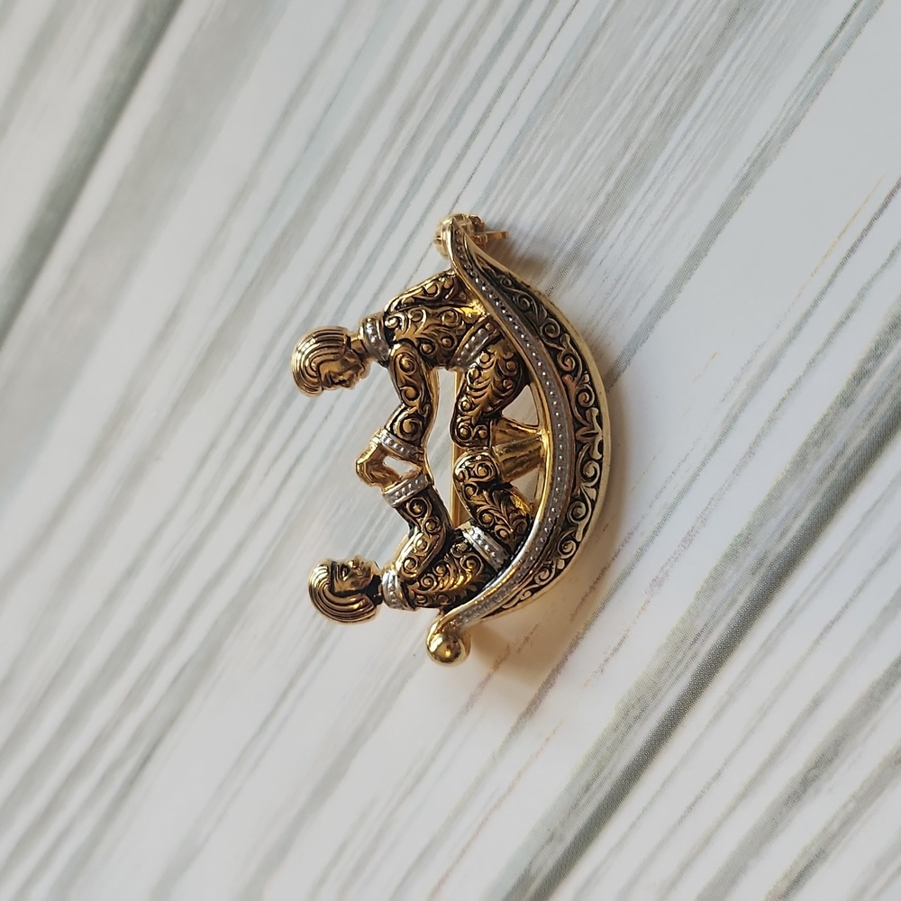 Vintage Damascene Brooch